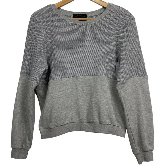 Endless Rose Cropped Sweater Size M Heathered Gray Mixed Material Knit - Picture 1 of 11